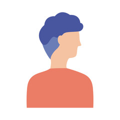 young man profile avatar character flat style icon