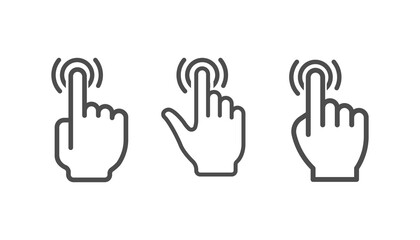  Hand click icons set on white background