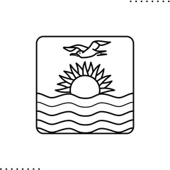 State of Kiribati square flag vector icon in outlines 