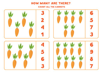 Count the amount of cute cartoon carrots.