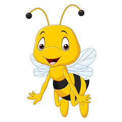 Cartoon happy bee isolated on white background