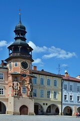 Czech Republic-view of the square with town hall in town Hostinne