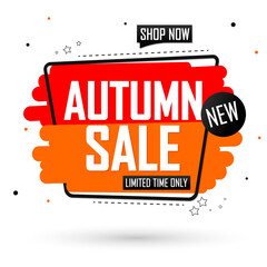 Autumn Sale, promotion banner design template, discount tag, Fall deal,  vector illustration