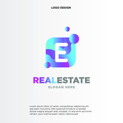 Letter E With Bubble, Initial Letter Logo For Your Company Name, Alphabet Logo Template Ready For Use, Modern Initial Logo