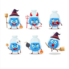 Halloween expression emoticons with cartoon character of blue potion