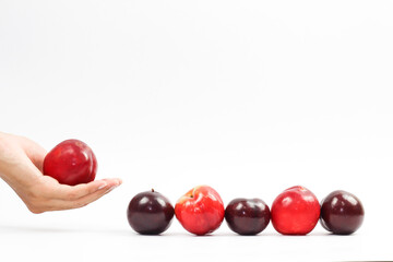 plums on white background