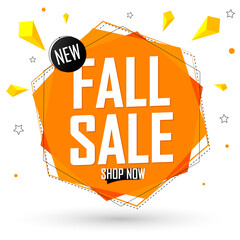 Fall Sale, promotion banner design template, discount tag, vector illustration