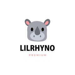 cute little rhino cartoon logo vector icon illustration