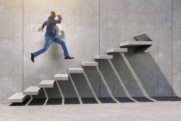 Image of businessman walking upstairs