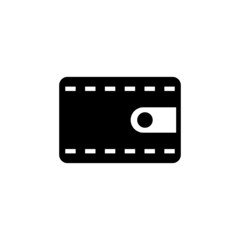 Wallet icon in black flat glyph, filled style isolated on white background