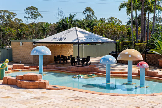 Brisbane, Queensland, Australia - March 2020:  Childrens Wading Pool At Brisbane Holiday Village