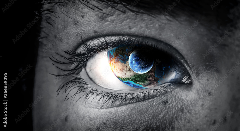 Wall mural human eye and space. elements of this image furnished by nasa.