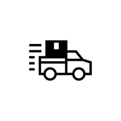 Delivery icon. Truck Expedition icon in black flat glyph, filled style isolated on white background
