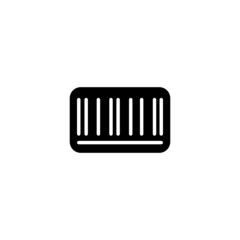 Barcode icon in black flat glyph, filled style isolated on white background