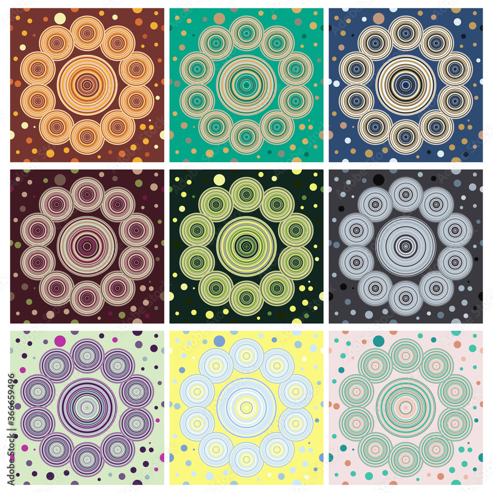 Poster abstract circle round seamless pattern with colour combinations. modern design, minimalist, suitable