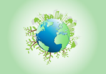 Ecology connection  concept background . Vector infographic illustration