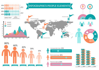 Collection of infographic people  elements for business.Vector illustration
