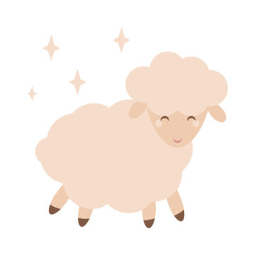 Cute sheep. Vector illustration for poster, postcard and more,