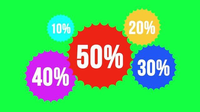 Discount up to 50 percent popping up on green screen
