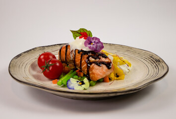 grilled salmon steak with rice