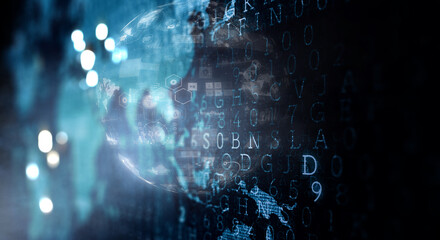 Floating shiny cube network . Mixed media