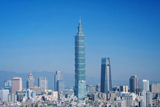 Taipei, Taiwan - Jan 16, 2018: Taipei is a capital city of Taiwan. Asia business concept image, panoramic modern cityscape building bird&rsquo;s eye view, shot in Taipei, Taiwan.