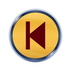 Previous track icon super yellow round button illustration