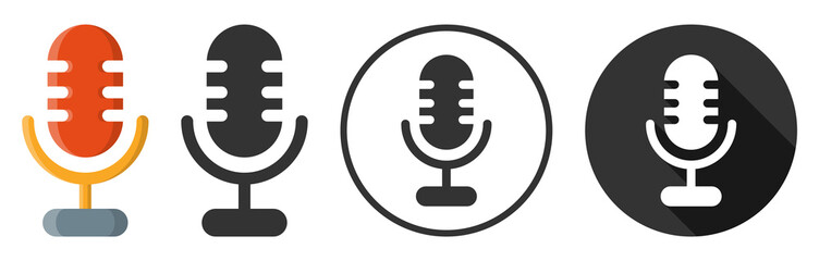 Microphone audio sound icon symbol flat design vector - 366663869