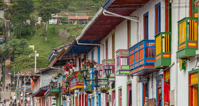 Colonial Balconies in Salento, Colombia.