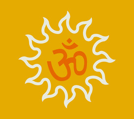 vector illustration of a sun and Hinduism religious symbol graphic design wallpaper