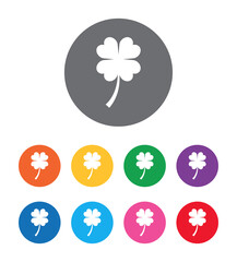 Lucky four leaf clover icon flat design round button set illustration