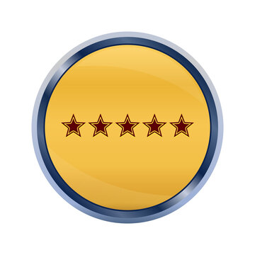 Five stars rating icon super yellow round button illustration