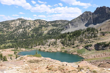 Summer tourists at Cecret Lake, Wasatch Range, Utah