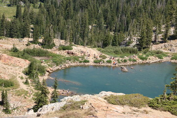 Summer tourists at Cecret Lake, Wasatch Range, Utah