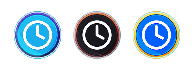 Clock icon perfect shine round button set illustration