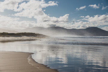 pristine untouched Australian beach in Marion Bay in Tasmania with no people