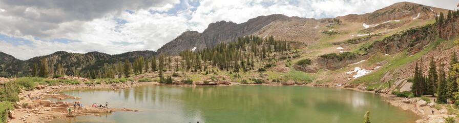 Fototapeta na wymiar Cecret Lake Panorama, Wasatch Mountains near Alta, Utah