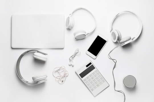 Different Modern Devices On White Background