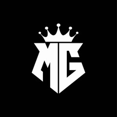 mg logo monogram shield shape with crown design template - obrazy, fototapety, plakaty