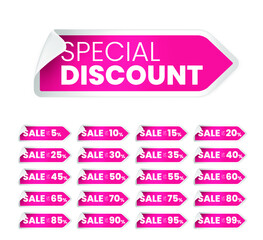 High Quality Sale Pink Tags Vector Collection . Isolated Vector Elements