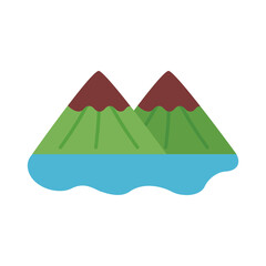 mountains and lake flat style icon