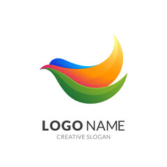 bird logo concept, modern 3d logo style in gradient vibrant colors