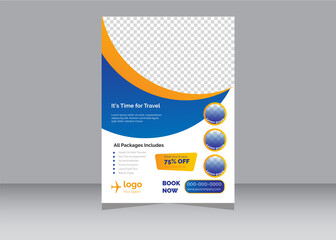 Creative Travel Agency Flyer poster, flyer, banner, magazine cover or template design for a summer holiday, travel and trip