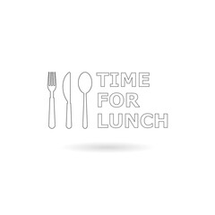  Time for lunch line icon with shadow