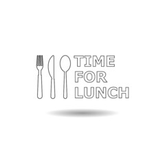 Fototapeta premium Time for lunch line icon with shadow