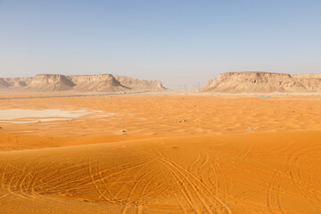 Fototapeta na wymiar Beautiful red sand dunes south of Riyadh in Saudi Arabia