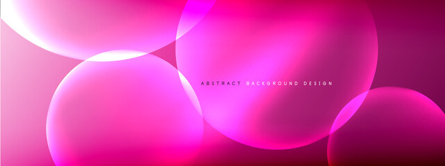 Vector abstract background liquid bubble circles on fluid gradient with shadows and light effects. Shiny design templates for text
