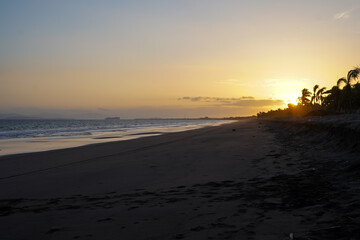 Beautiful Sunset with magic colors on the beach of Costa Rica