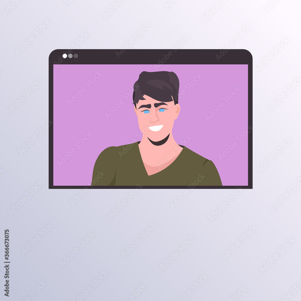 Aufkleber businessman having virtual conference during video call remote work quarantine isolation communicati