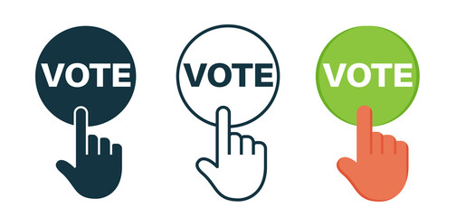 Vote icon in line, glyph and flat styles.